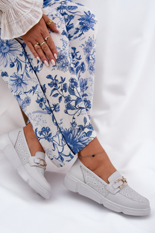 moteriški mokasinai   Ze aukso spalvosm Detalem Vinceza 88007 pilkos spalvos