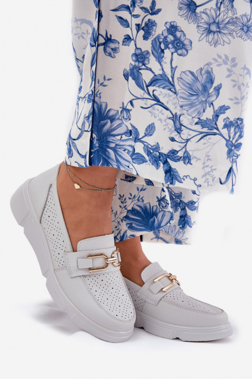 moteriški mokasinai   Ze aukso spalvosm Detalem Vinceza 88007 pilkos spalvos