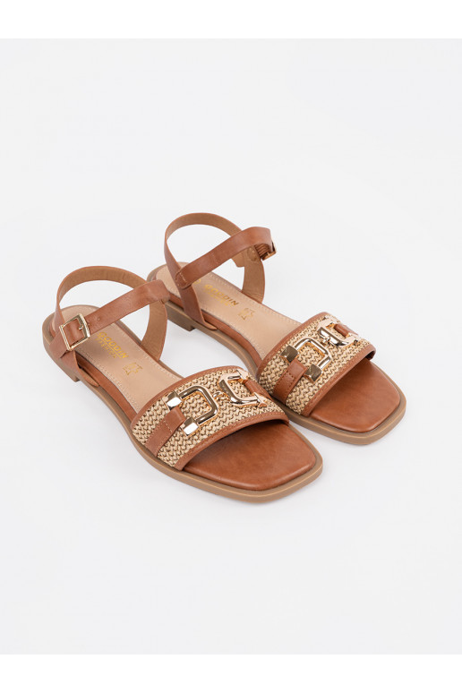 rudos spalvos sandalai ze skórzaną wkładką rudos spalvos sandalai ze skórzaną wkładką