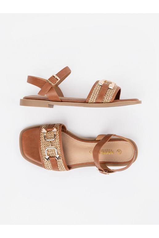 rudos spalvos sandalai ze skórzaną wkładką rudos spalvos sandalai ze skórzaną wkładką