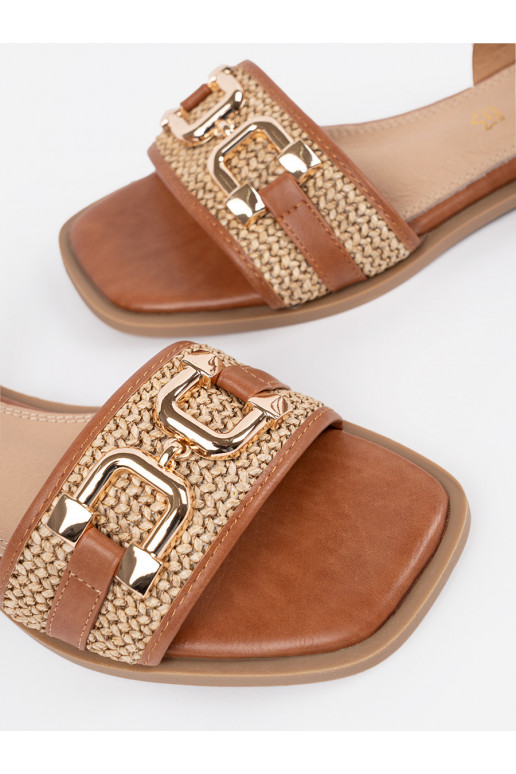 rudos spalvos sandalai ze skórzaną wkładką rudos spalvos sandalai ze skórzaną wkładką