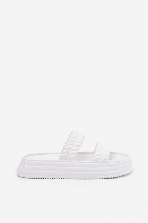   Moteriškos šlepetės su platforma S.Barski ZK51-001 baltos spalvos