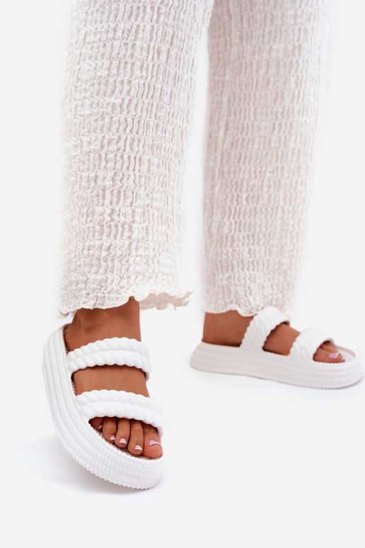   Moteriškos šlepetės su platforma S.Barski ZK51-001 baltos spalvos