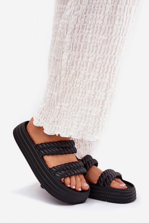   Moteriškos šlepetės su platforma S.Barski ZK51-001 Juodos spalvos