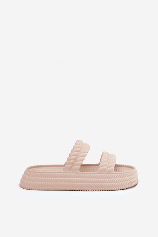   Moteriškos šlepetės su platforma S.Barski ZK51-001 smėlio spalvos