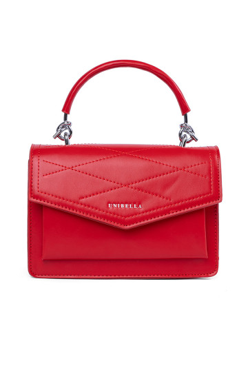 raudona elegantiška rankinė z rączką i paskiem