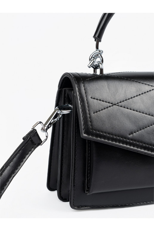 juoda elegantiška rankinė z rączką i paskiem juoda elegantiška rankinė z rączką i paskiem