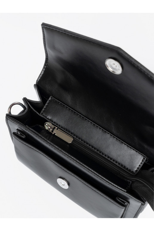 juoda elegantiška rankinė z rączką i paskiem juoda elegantiška rankinė z rączką i paskiem