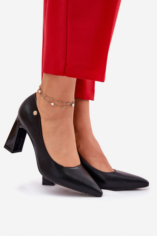 Elegantiško stiliaus Bateliai Na Słupkowym Obcasie Vinceza 62221 Juodos spalvos
