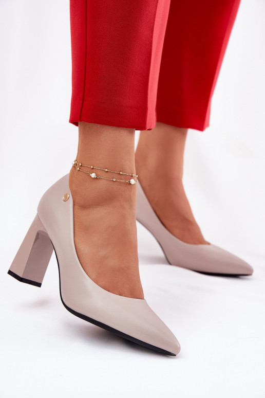 Elegantiško stiliaus Bateliai Na Słupkowym Obcasie Vinceza 62221 pilkos spalvos