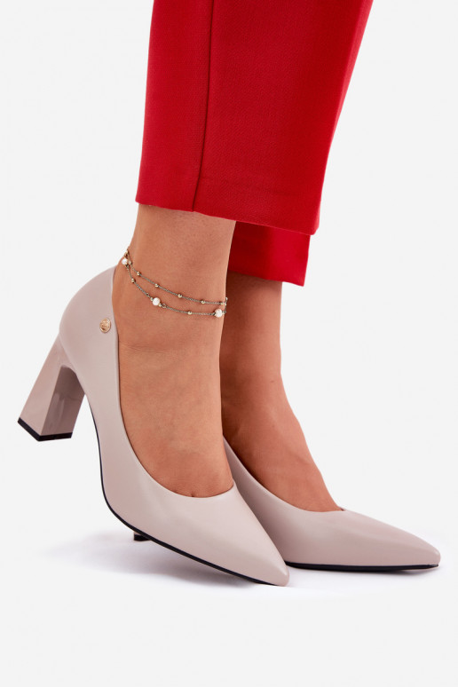 Elegantiško stiliaus Bateliai Na Słupkowym Obcasie Vinceza 62221 pilkos spalvos