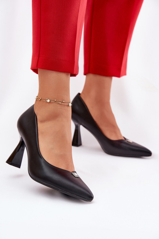 Elegantiško stiliaus Bateliai Na Rozszerzanej Szpilce Vinceza 62222 Juodos spalvos