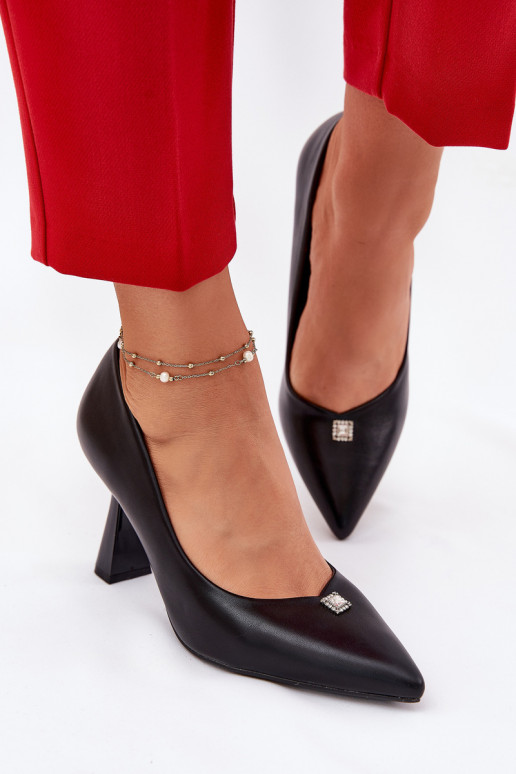Elegantiško stiliaus Bateliai Na Rozszerzanej Szpilce Vinceza 62222 Juodos spalvos