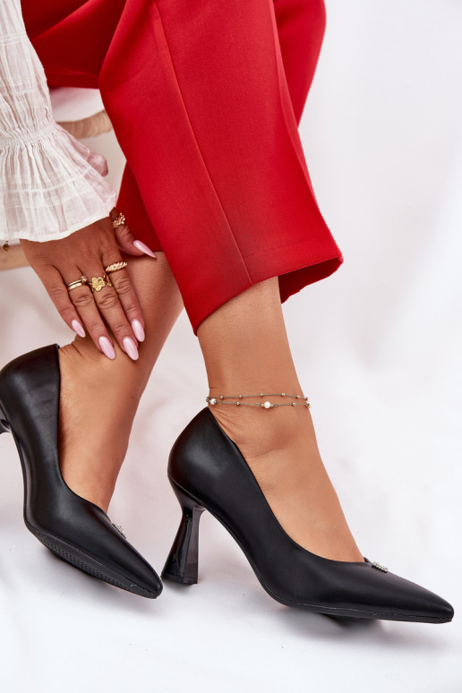 Elegantiško stiliaus Bateliai Na Rozszerzanej Szpilce Vinceza 62222 Juodos spalvos