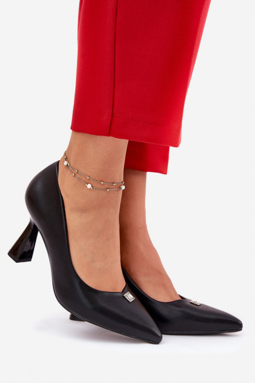 Elegantiško stiliaus Bateliai Na Rozszerzanej Szpilce Vinceza 62222 Juodos spalvos