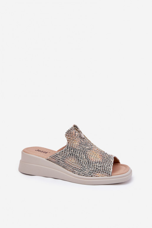 Moteriškos šlepetės  su užtrauktukais  smėlio spalvos Irriva