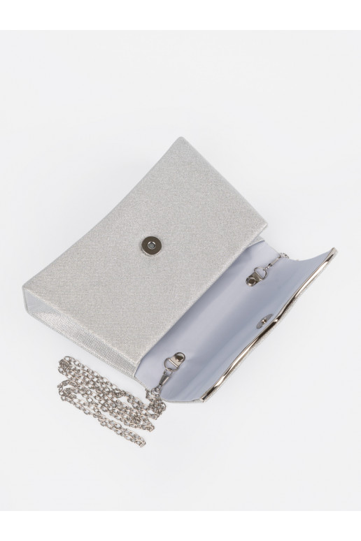 Maža sidabro spalvos rankinė su dekoratyvine grandinėle