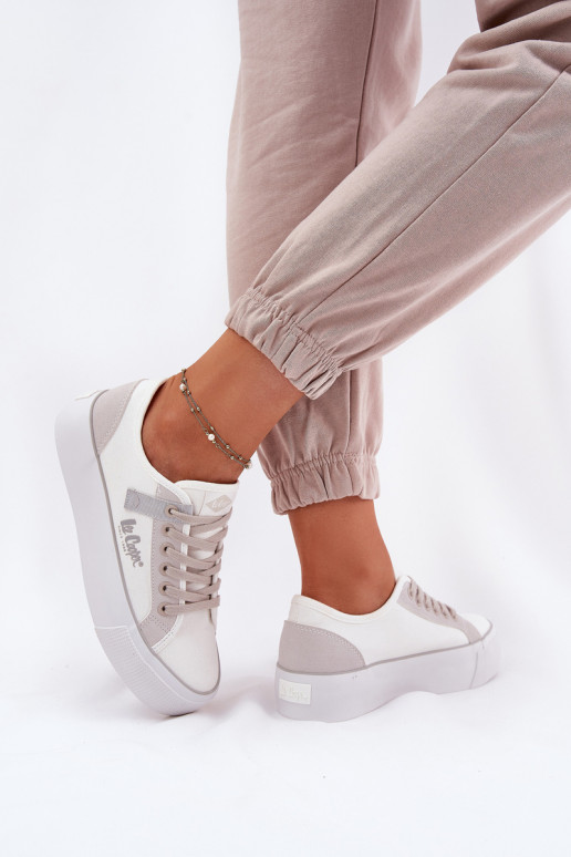 Laisvalaikio bateliai su platforma Lee Cooper LCW-25-31-3479L Baltos-pilkos spalvos Laisvalaikio bateliai su platforma Lee Cooper LCW-25-31-3479L Baltos-pilkos spalvos