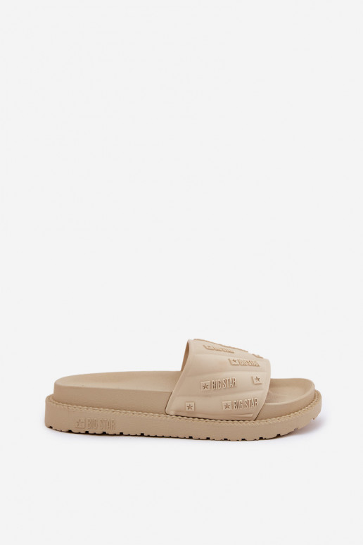 Moteriškos šlepetės su platforma Big Star RR274A542 smėlio spalvos