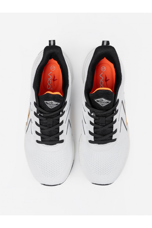 Baltos-juodos spalvos sportiniai batai z pomarańczowym elementem