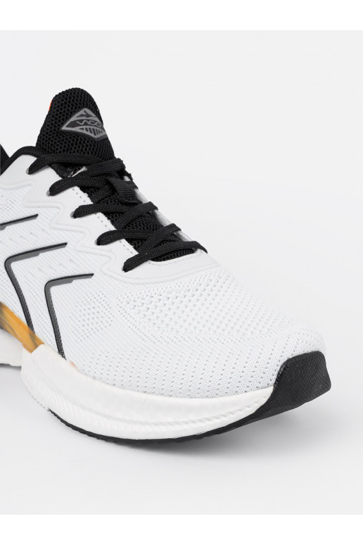 Baltos-juodos spalvos sportiniai batai z pomarańczowym elementem