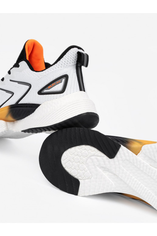 Baltos-juodos spalvos sportiniai batai z pomarańczowym elementem