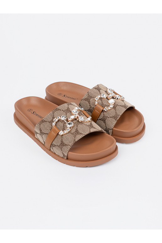 rudos spalvos Šlepetės  ze zdobieniem