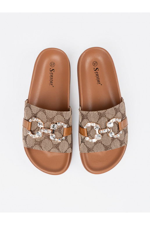 rudos spalvos Šlepetės  ze zdobieniem