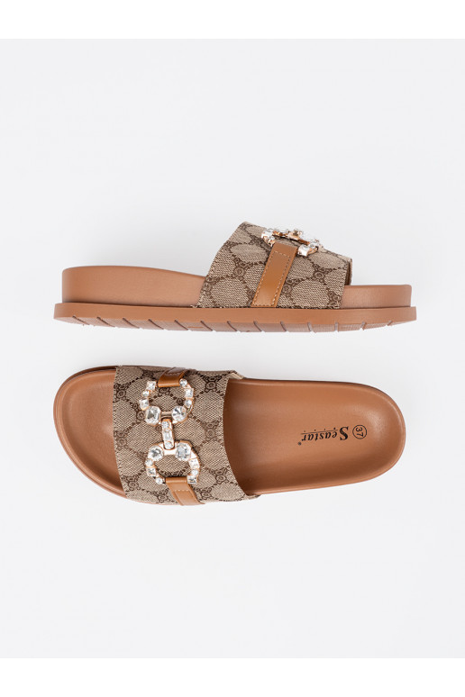 rudos spalvos Šlepetės  ze zdobieniem