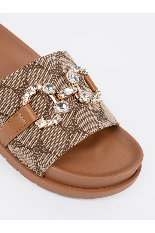 rudos spalvos Šlepetės  ze zdobieniem