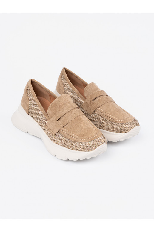 smėlio spalvos pusbačiai su masyviu kulnu