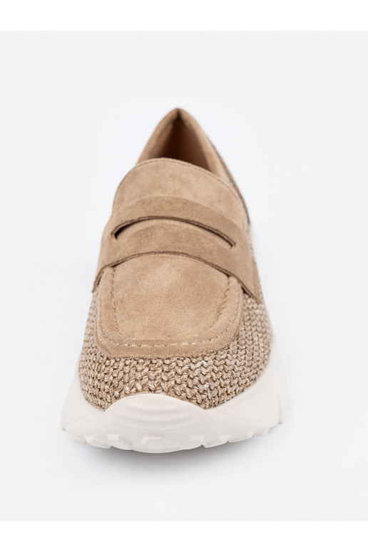 smėlio spalvos pusbačiai su masyviu kulnu