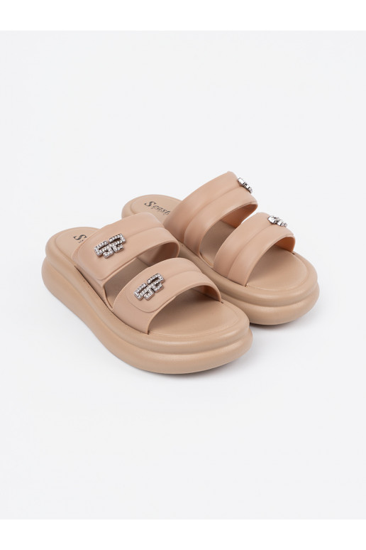 smėlio spalvos Šlepetės   su platforma