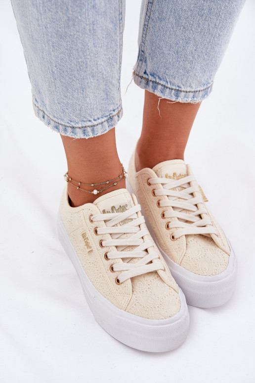 Laisvalaikio bateliai su nėriniais Lee Cooper LCW-25-31-3440L smėlio spalvos Laisvalaikio bateliai su nėriniais Lee Cooper LCW-25-31-3440L smėlio spalvos