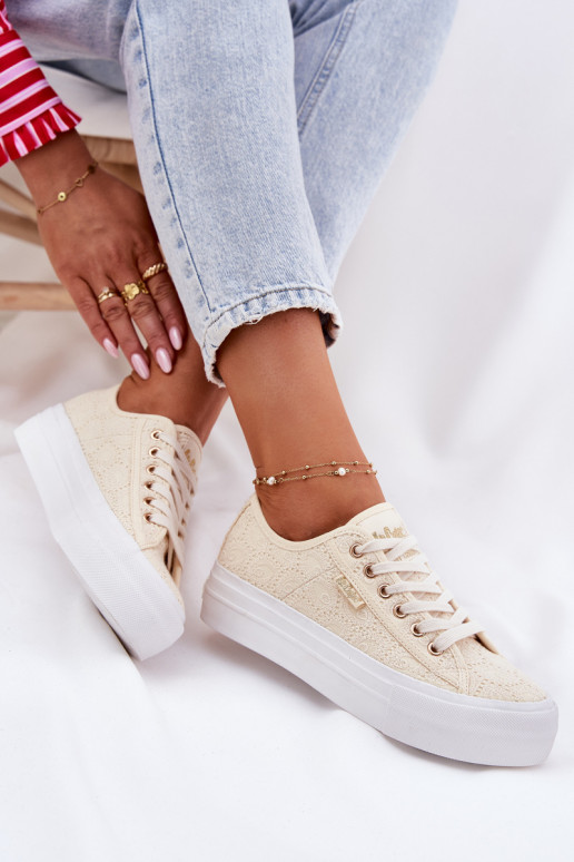 Laisvalaikio bateliai su nėriniais Lee Cooper LCW-25-31-3440L smėlio spalvos Laisvalaikio bateliai su nėriniais Lee Cooper LCW-25-31-3440L smėlio spalvos