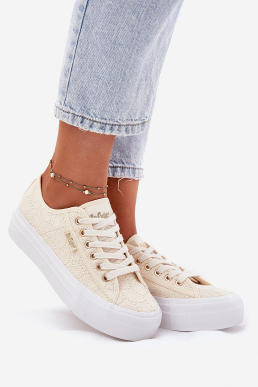 Laisvalaikio bateliai su nėriniais Lee Cooper LCW-25-31-3440L smėlio spalvos Laisvalaikio bateliai su nėriniais Lee Cooper LCW-25-31-3440L smėlio spalvos