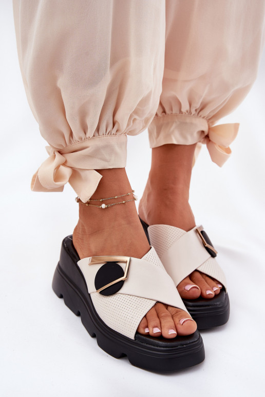 Elegantiško stiliaus Šlepetės   su ornamentais Artiker 56C1585 smėlio spalvos