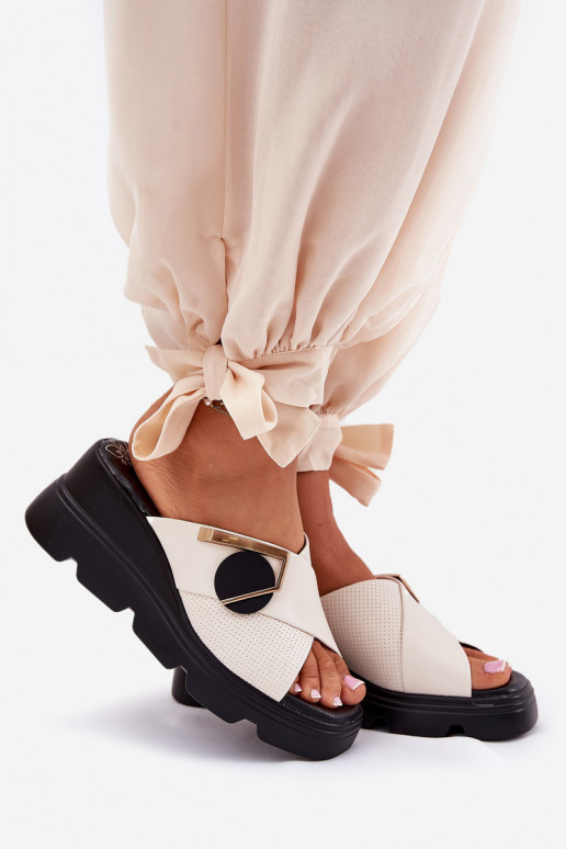 Elegantiško stiliaus Šlepetės   su ornamentais Artiker 56C1585 smėlio spalvos