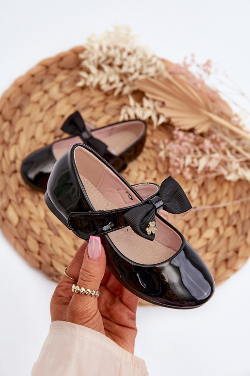 balerinos   Vaikiški su lako efektu su kaspinais su lipniais užsegimais Juodos spalvos Kocia