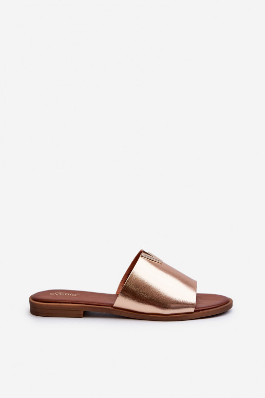 Moteriškos šlepetės Eko   su plačiais kulniukais aukso spalvos Maliha