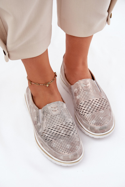 iš zomšos batai Įsispiriamo modelio smėlio spalvos-aukso spalvos Inez