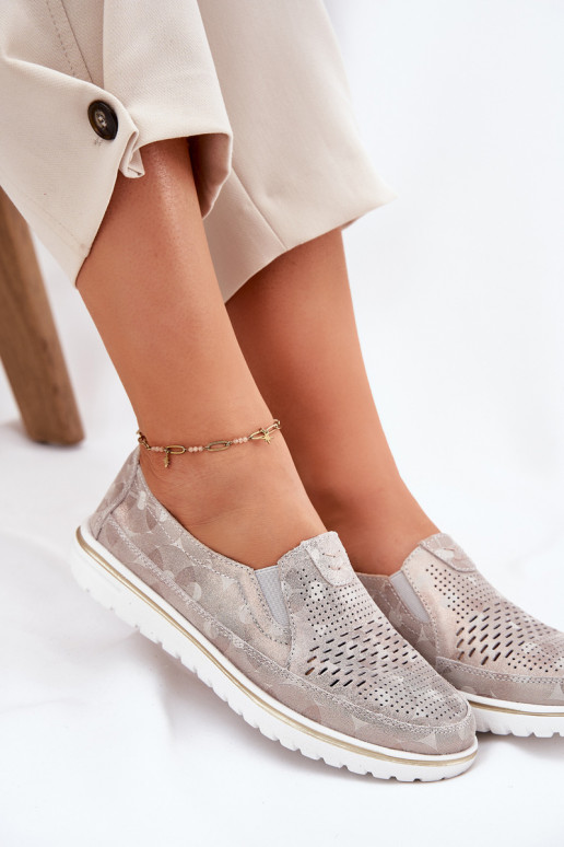 iš zomšos batai Įsispiriamo modelio smėlio spalvos-aukso spalvos Inez