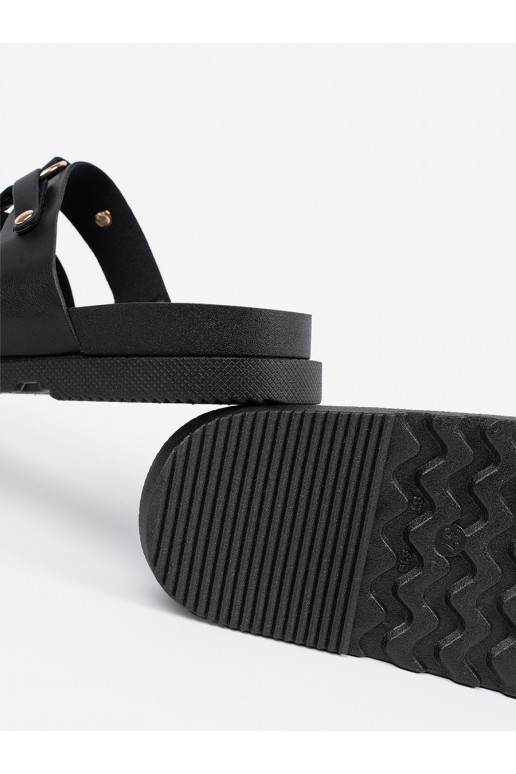 Juodos spalvos Šlepetės   ozdobione trzema paskami