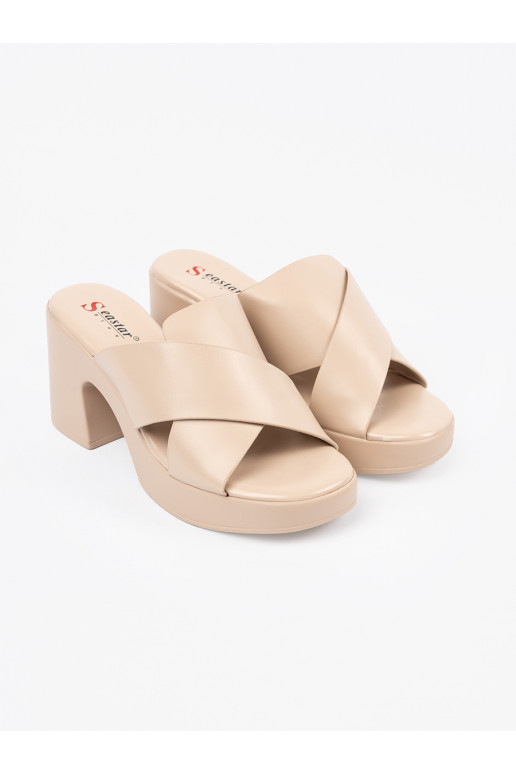 smėlio spalvos Šlepetės  ant kulno