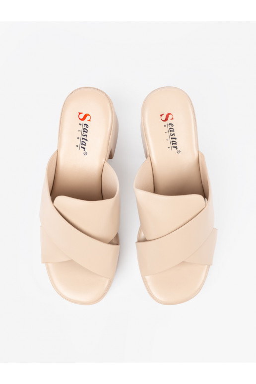 smėlio spalvos Šlepetės  ant kulno