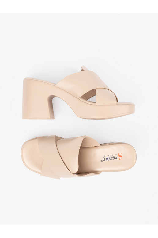 smėlio spalvos Šlepetės  ant kulno