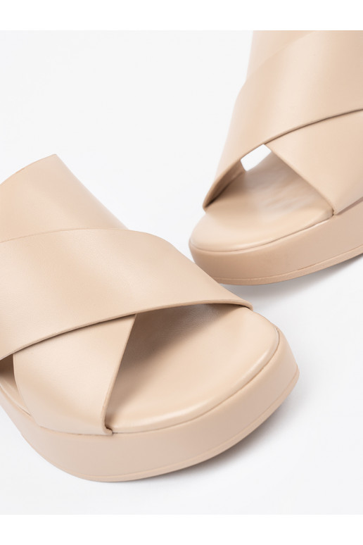 smėlio spalvos Šlepetės  ant kulno