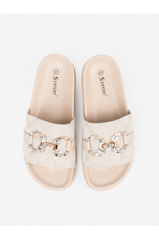 dramblio kaulo spalvos Šlepetės  ze zdobieniem dramblio kaulo spalvos Šlepetės  ze zdobieniem