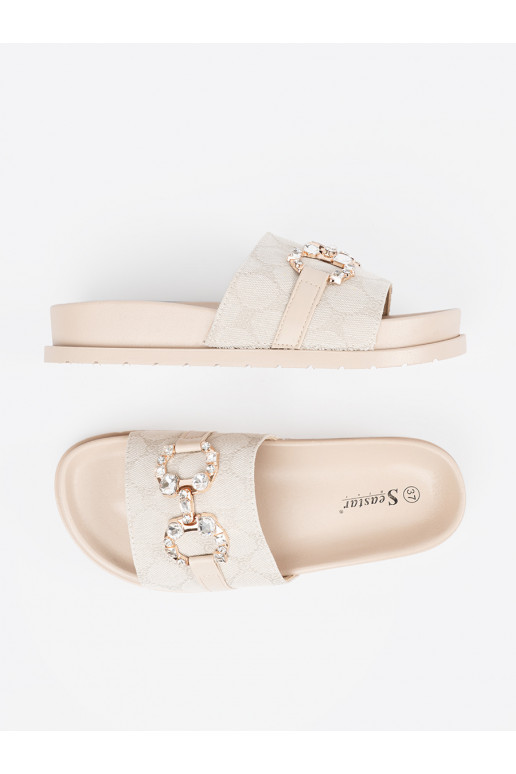 dramblio kaulo spalvos Šlepetės  ze zdobieniem dramblio kaulo spalvos Šlepetės  ze zdobieniem