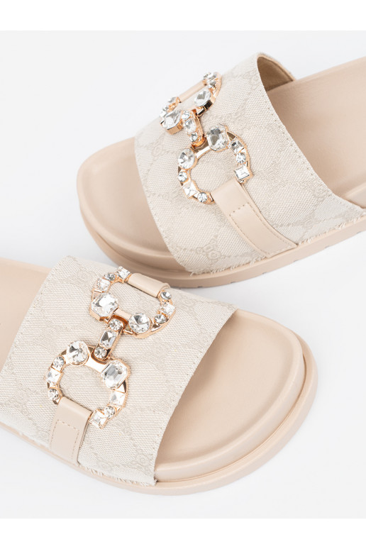 dramblio kaulo spalvos Šlepetės  ze zdobieniem dramblio kaulo spalvos Šlepetės  ze zdobieniem